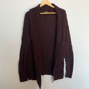 Talula burgundy honeycomb open cardigan from Aritzia